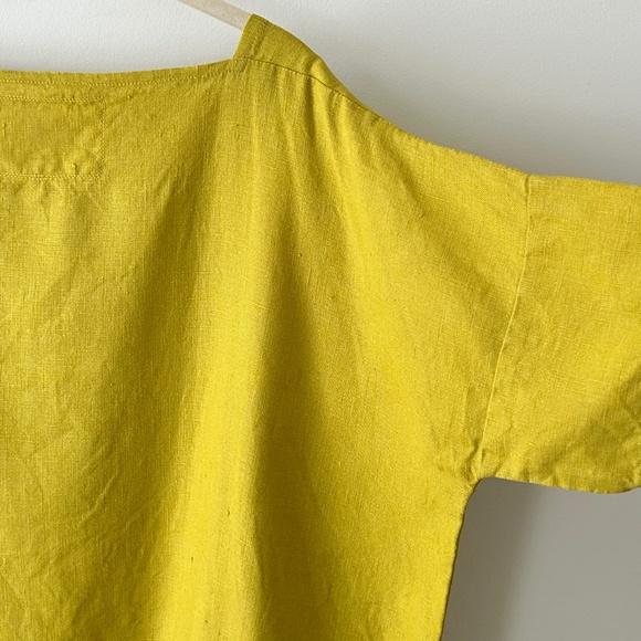 NotPerfectLinen 100% Linen Chartreuse Yellow Green Shift Dress - Picture 14 of 16